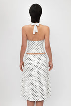Sexy Polka Dot Halter Tie Top Low Rise Skirt Set