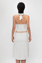 Sexy Polka Dot Halter Tie Top Low Rise Skirt Set