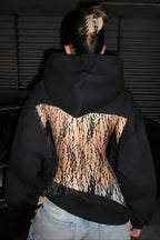 Hollow Out Lace Flower Back Hoodie