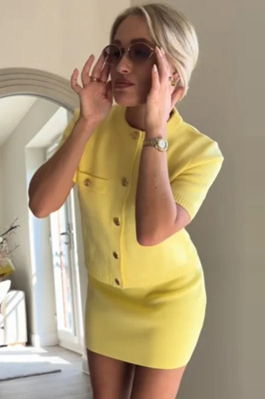 Short Sleeve Knit Crop Cardigan