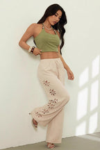 Hollow Out Straight Leg Boho Pants