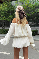 Off Shoulder Long Sleeve Crop Top Bloomers Shorts Set