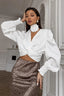 Cropped Long Sleeve Pullover Blouse