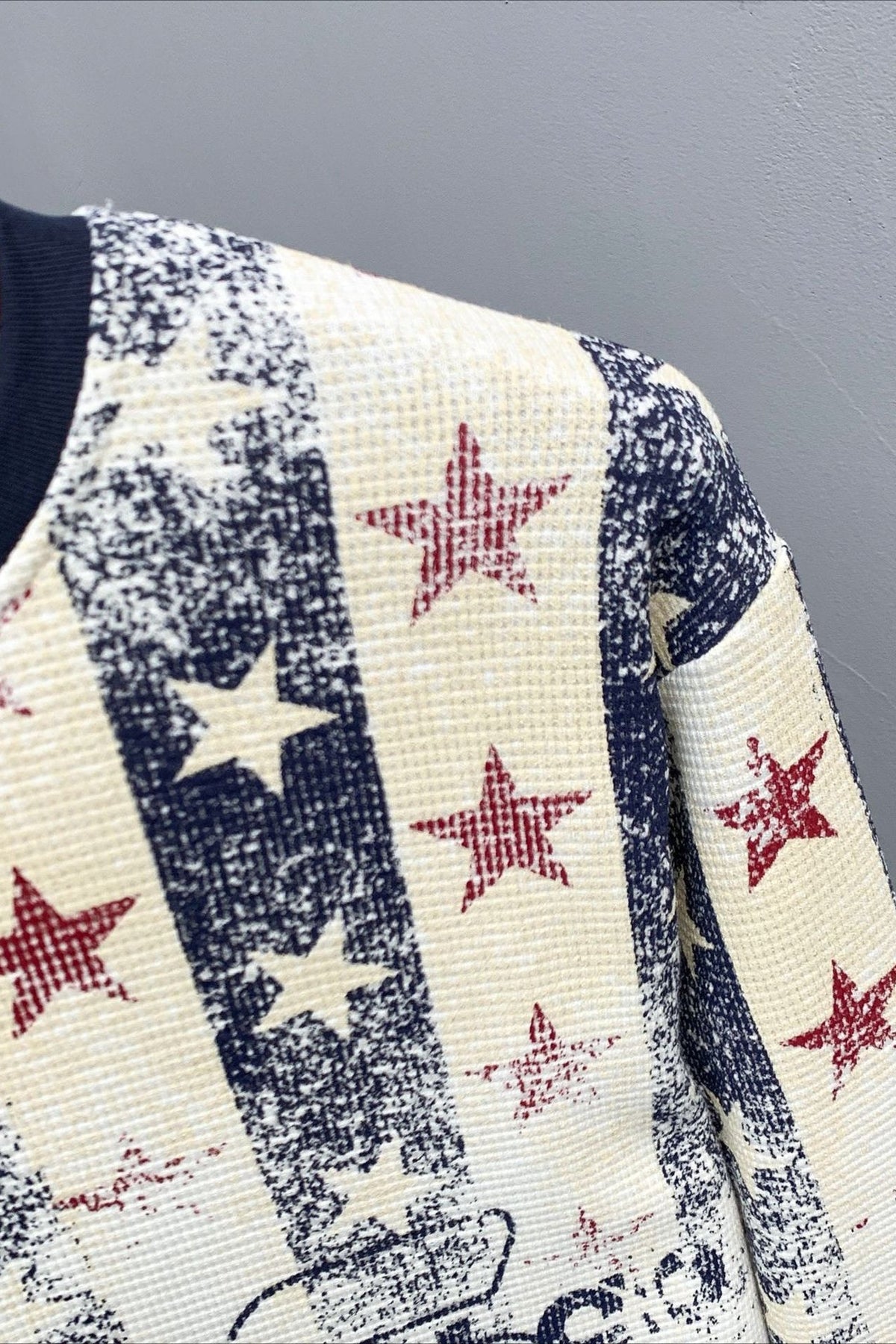 Star Stripe Sports Graphic Waffle Long Sleeve Tee