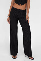 Striped Two Piece V Neck Relaxed Vest Pants Set