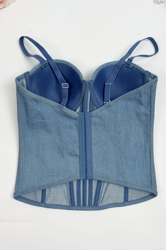 Underwire Denim Corset Cami Top