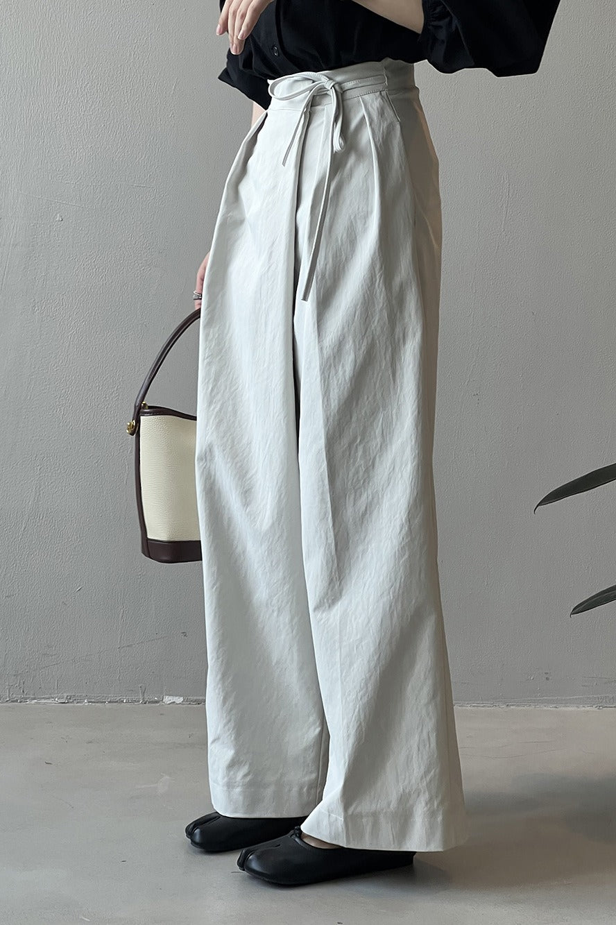Asymmetrical Placket Tie Relaxed High Waist Long Pants Secondary image