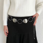 Chic Large Ring Hollow Metal Waist Chain