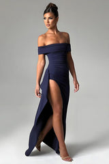 Off Shoulder Slit Party Formal Dress