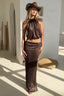 Sexy Sleeveless Crop Maxi Skirt Set