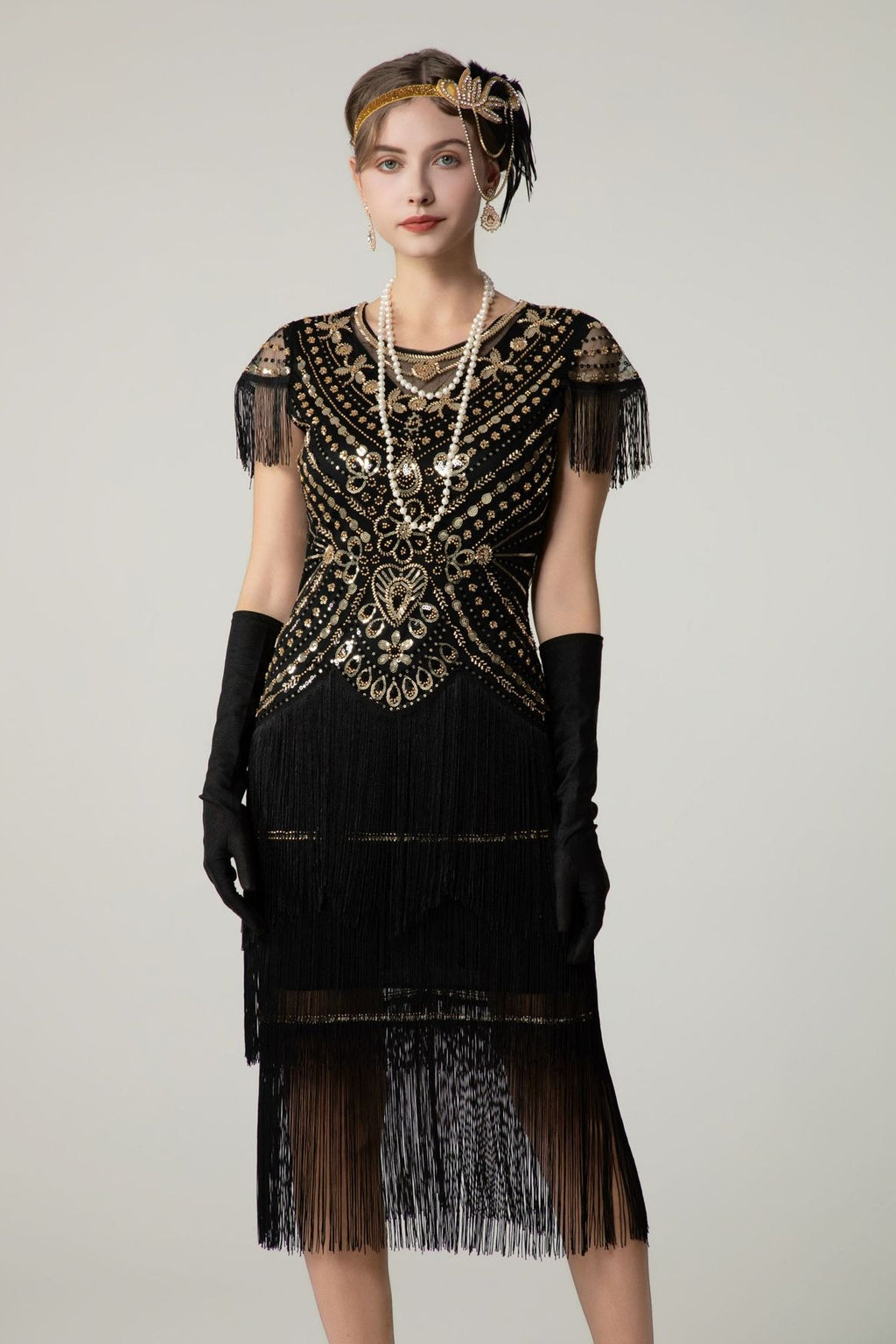 Sequin Short Sleeve Fringe Boho Dress