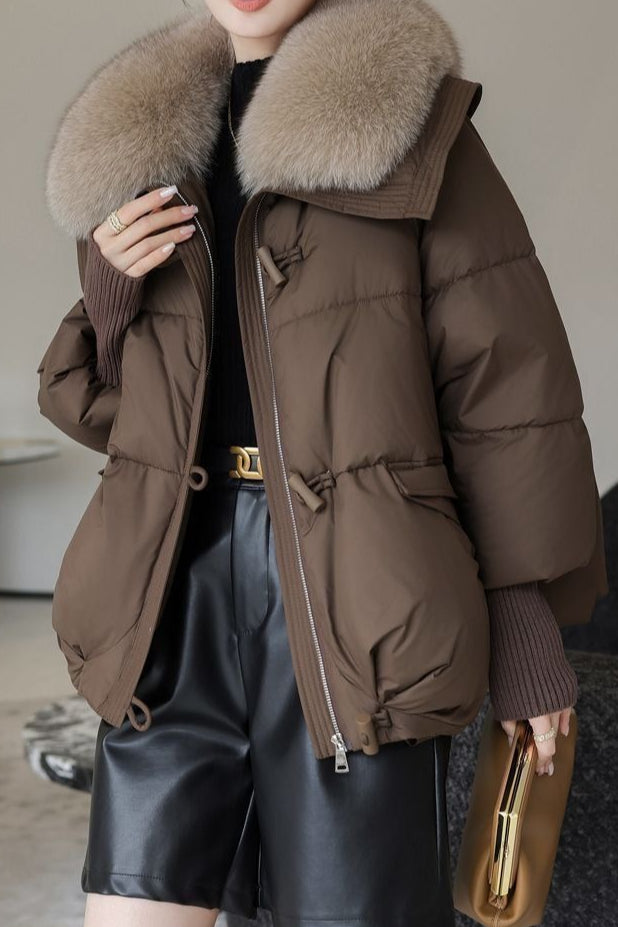 Plush Lapel Cropped Puffer Jacket Secondary image