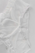 Frill Trim Tie Front Cami Crop Top Shorts Set