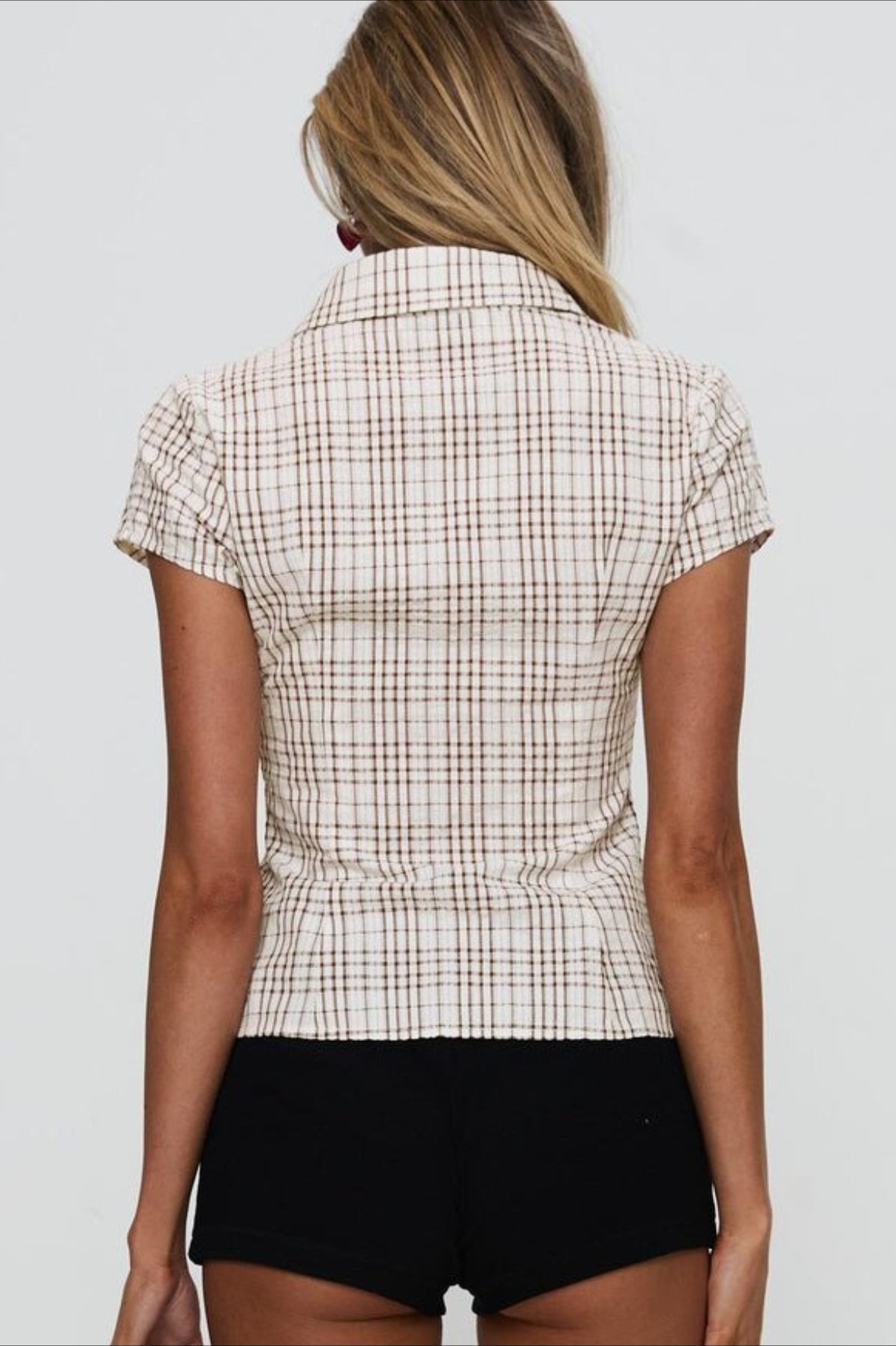 Plaid Double Button Slim Fit Shirt Blouse Secondary image
