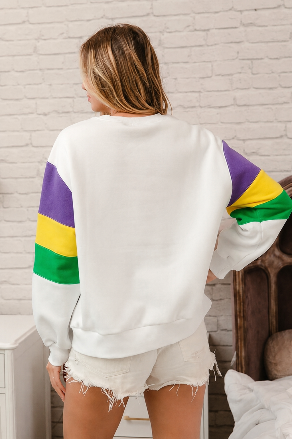 Color Block Sleeve Crew Neck Sweatshirt