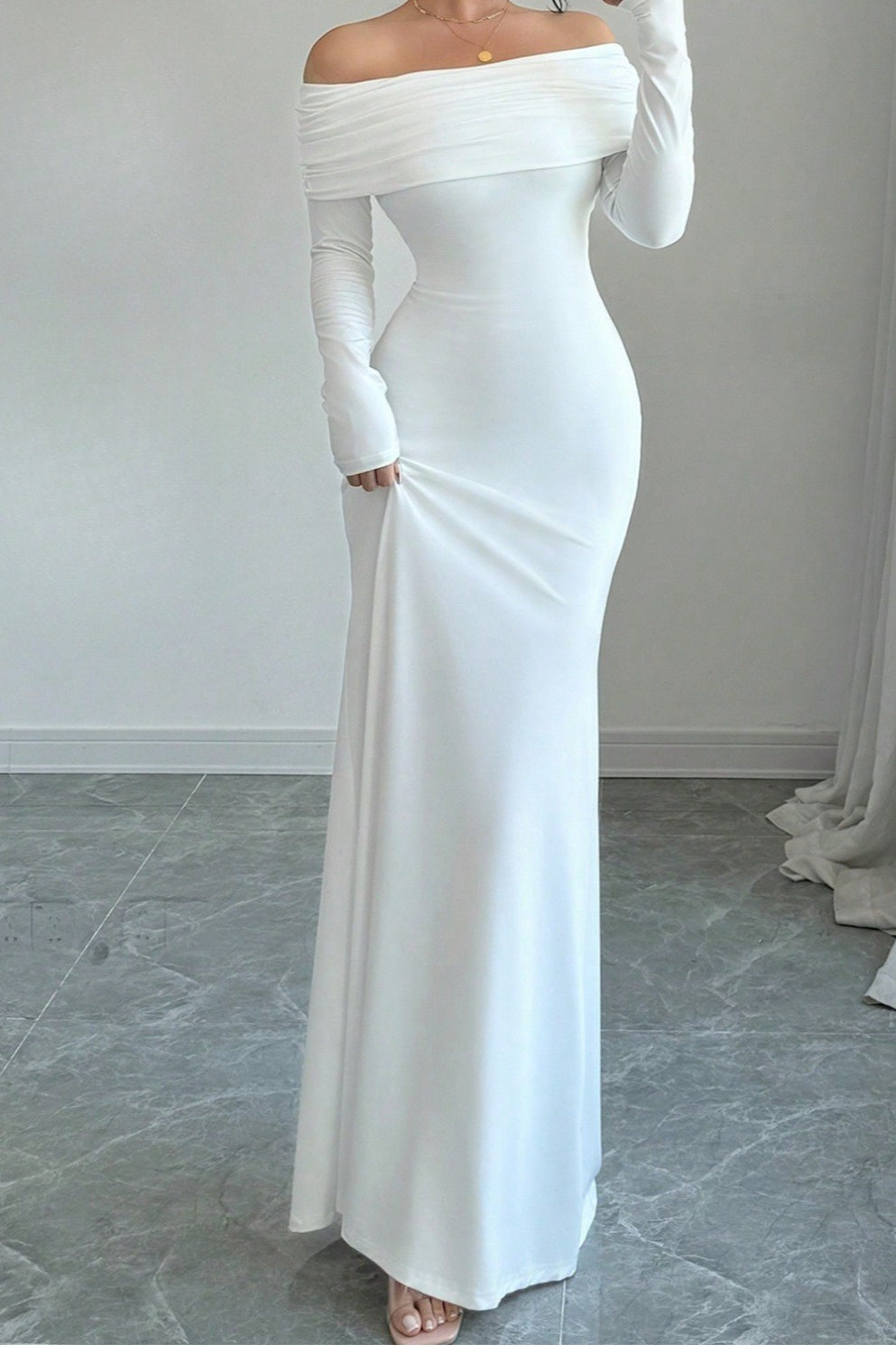 Off Shoulder Ruched Bodycon Formal Dress Main image