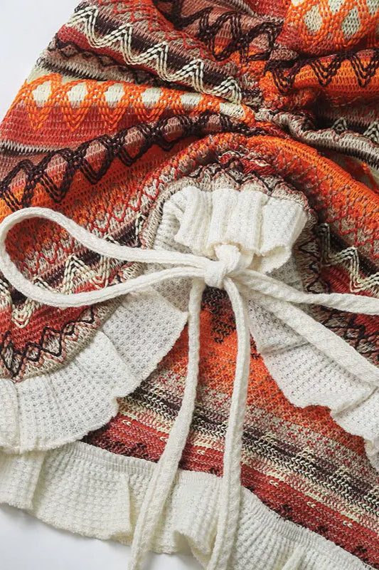 Colorful Strappy Knit Boho Dress