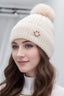 Chunky Cable Knit Pompom Smile Hat