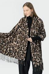 Cozy Leopard Print Faux Wool Scarf