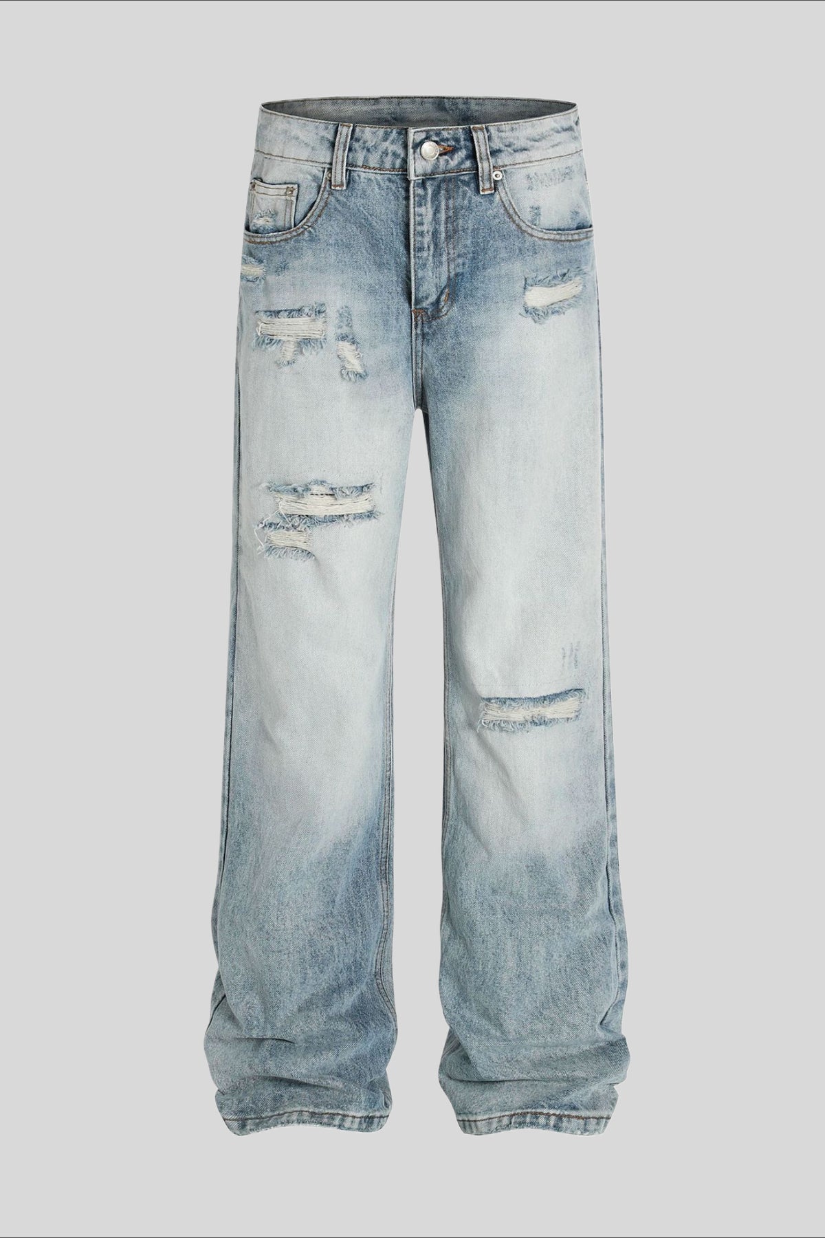 Distressed Ripped Micro Flare Jeans