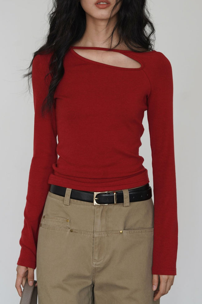 One Side Cut Out Bodycon Long Sleeve Tee Main image