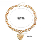 Hollow Out Chunky O Ring Heart Pendant Statement Necklace