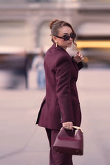 Office Style Burgundy Pants and Blazer