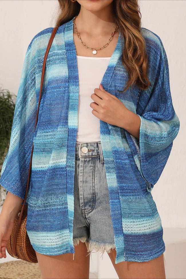 Crochet Tie Dye Relaxed Cardigan S / Blue Main image
