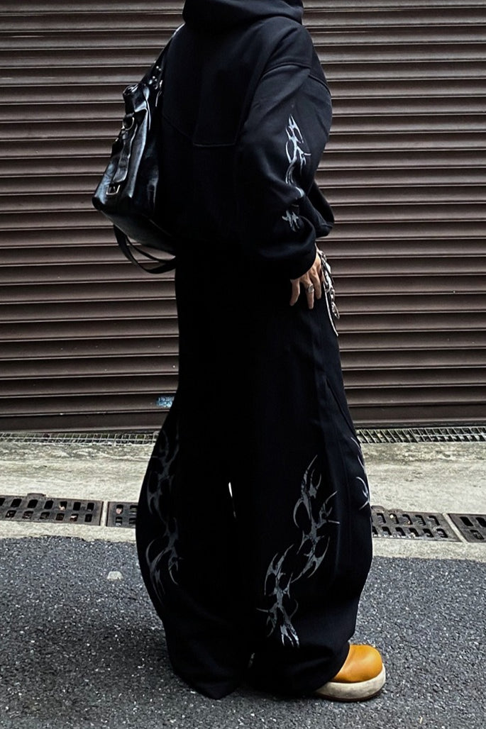 Tribal Graphic Baggy Barrel Leg Sweatpants