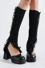 Lace Trim Slouchy Flared Leg Warmers
