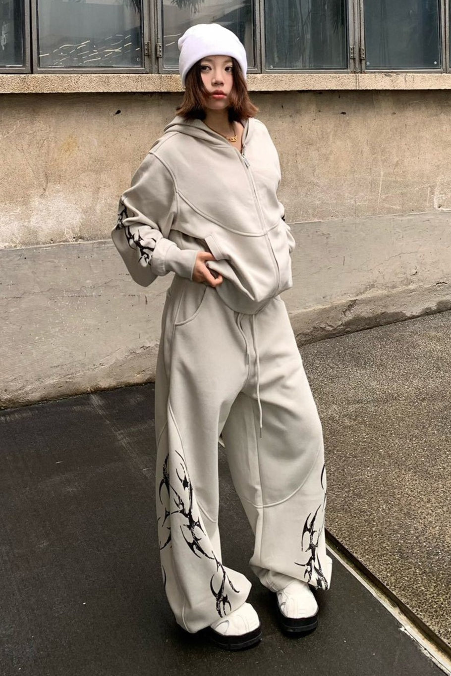 Tribal Graphic Baggy Barrel Leg Sweatpants