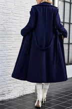 Wool Lapel Long Belted Double Overcoat
