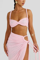 Solid Backless Hollow Beach Maxi Skirt Set