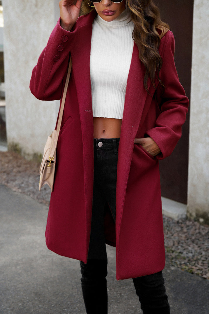 Wool Blend Solid Longline Coat coats