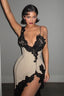 Lace Applique Contrast Slip Cocktail Dress