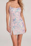 Floral Sequin Square Neck Cocktail Dress