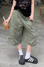 Washed Wide Leg Utility Cargo Pants