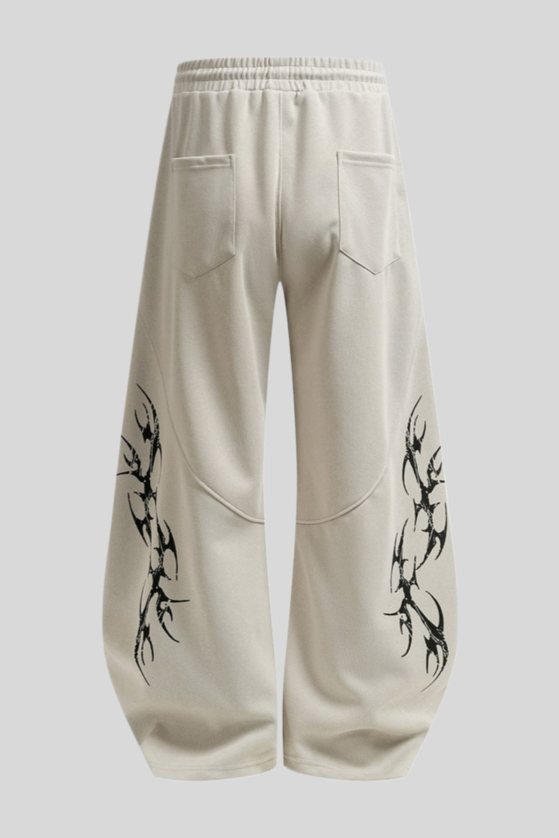 Tribal Graphic Baggy Barrel Leg Sweatpants