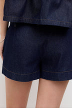 Puff Sleeve Denim Top Low Rise Shorts Set