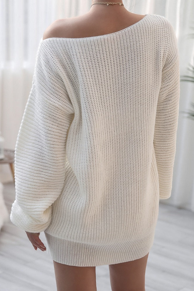Casual Knit Off Shoulder Sweater Dress