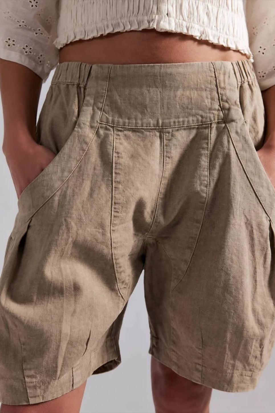 High Waist Utility Wide Leg Loose Fit Shorts