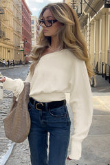 Off Shoulder Fitted Knit Sweater