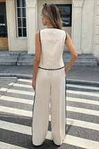Chic Colorblock Sleeveless Vest Pants Set