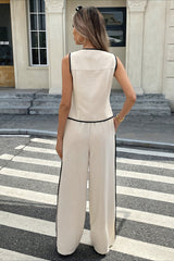 Chic Colorblock Sleeveless Vest Pants Set
