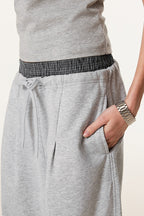 Patchwork Double Waist Wide Leg Athletic Pants