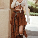 Cowboy Style Brown Studded Waist Belt