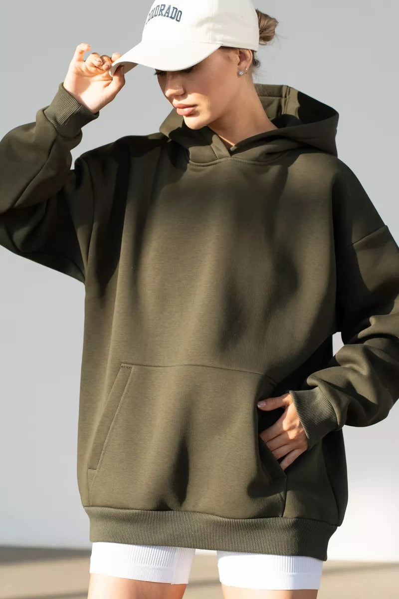 Oversized Solid Pullover Hoodie