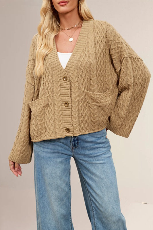 Cable Knit Oversized Cardigan S / Tan Main image
