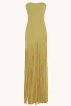 Fringe Hem Slim Fit Shawl Design Boho Dress