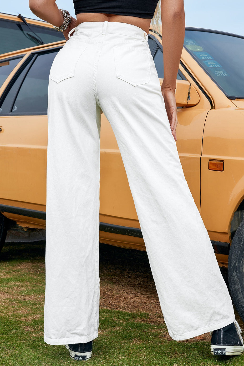 Ripped High Waist Casual Wide Leg Jeans